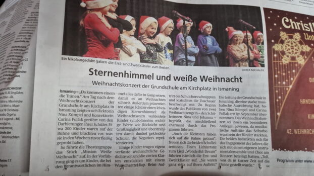 Zeitungsbericht, Münchner Merkur zur Weihnachtsaufführung