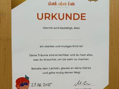 Urkunde "Stark aber fair"