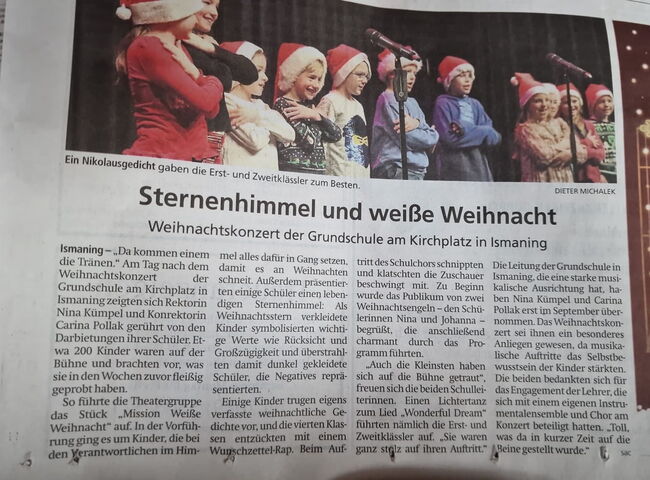 Zeitungsbericht, Münchner Merkur zur Weihnachtsaufführung